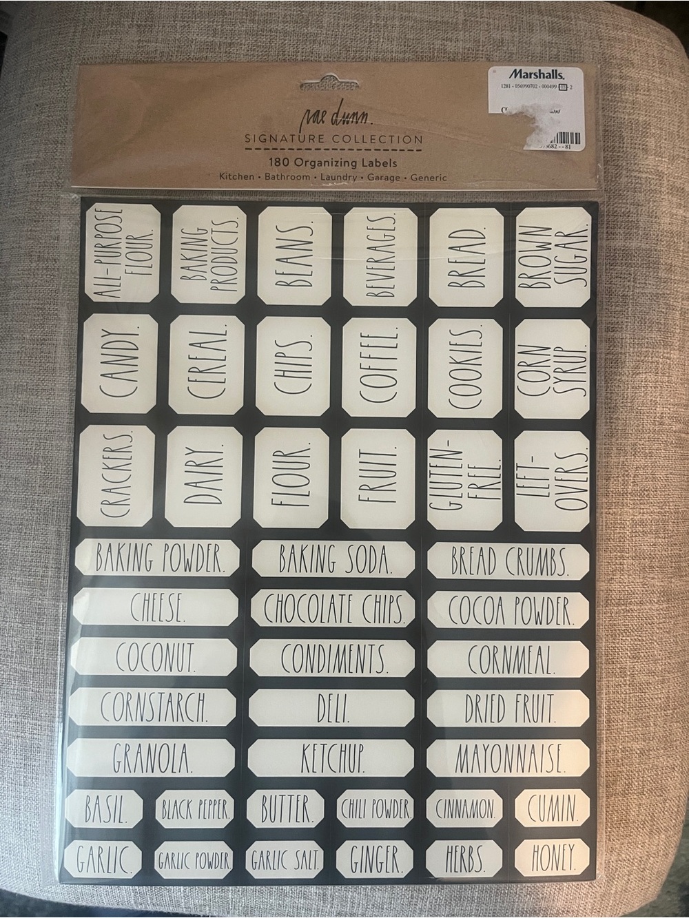 NWT Rae Dunn Black & White Kitchen/Home Organizing Label Sheets (180 Labels)
